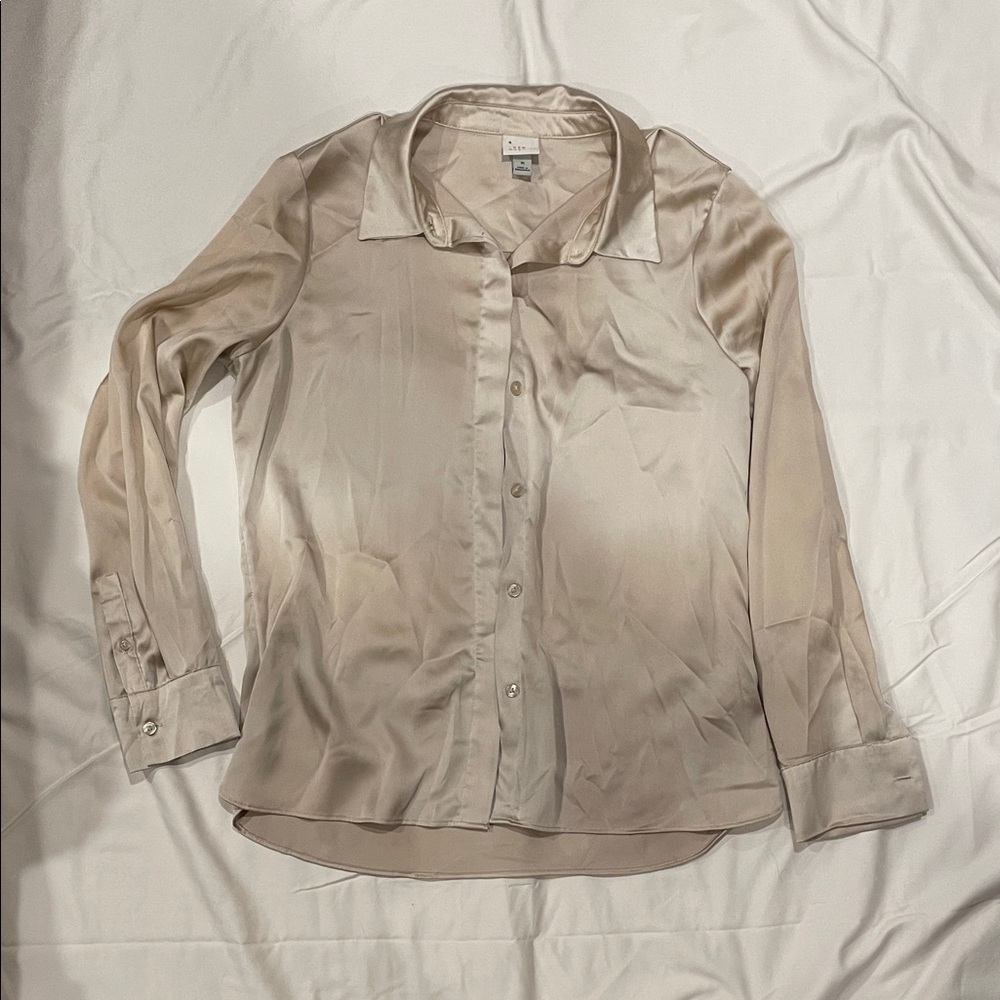 a new day Cream Satin Button Down Shirt